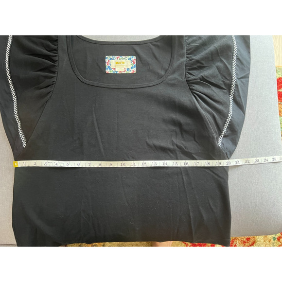 Anthropologie Maeve Top Flutter sleeves Dark Academia, Whimsical black Size-L - Picture 7 of 7